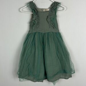 Chloe Girls Green Tulle Dress Size 140 or 10 Layered Party Square‎ Neck Ruffle